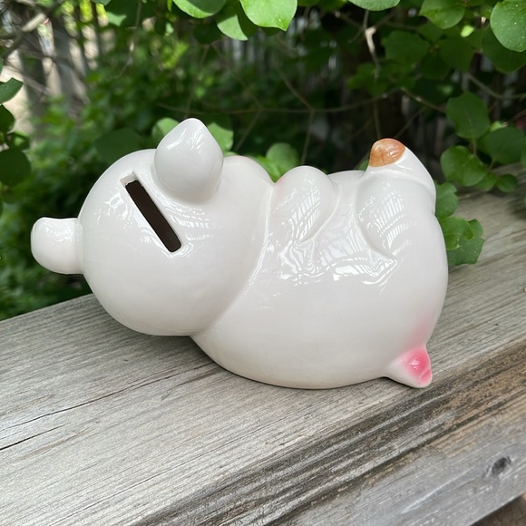 Vintage Ceramic Pig Piggy Bank Figurine - Picture 3 of 10